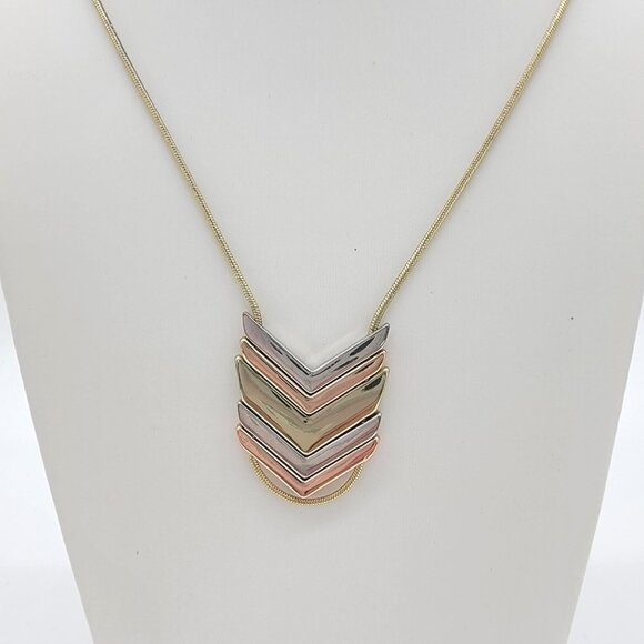 Express Necklace Golden Arrow Multicolor Metal Goldtone Costume‎ Jewelry - Picture 1 of 5